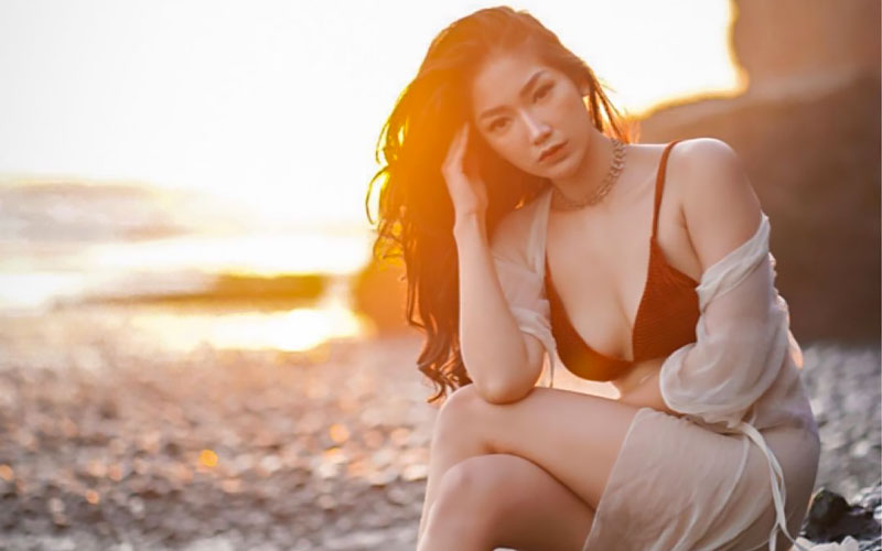 beautiful vietnamese woman on beach